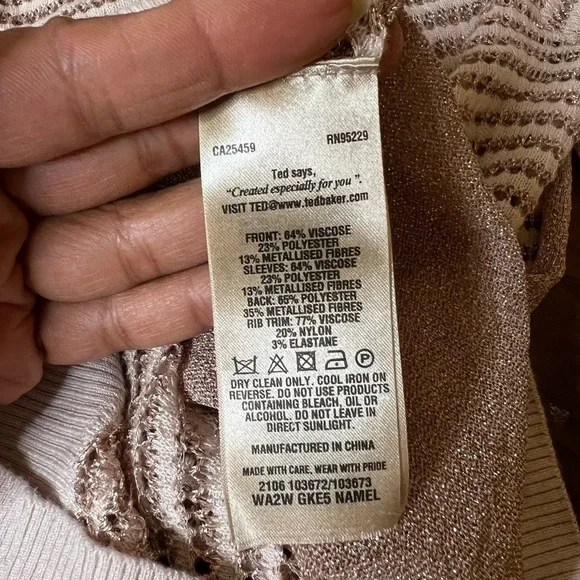 Ted Baker Namel Rose gold and pink metallic sweater size 1 - Picture 5 of 8